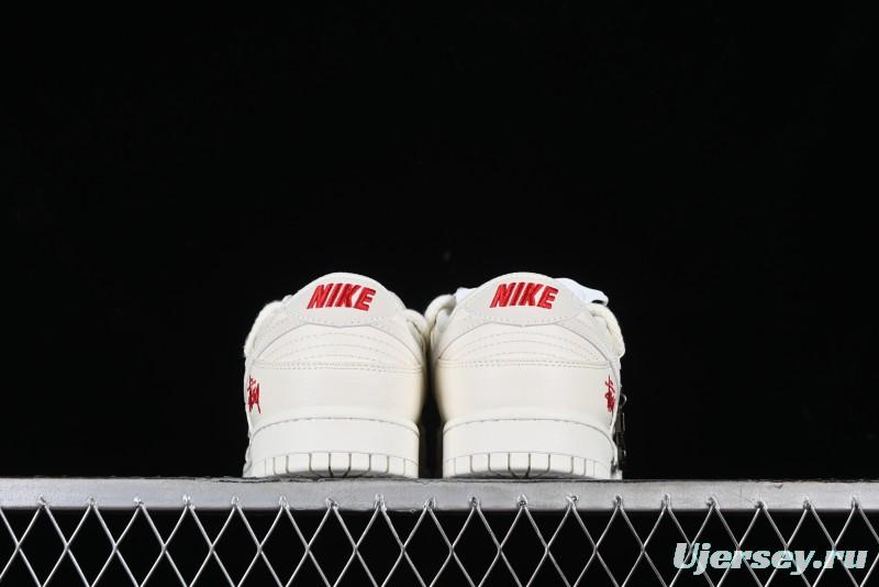 Stussy x Nike SB Dunk Low Anniversary Custom Retro Sneakers with Original S Titanium Accessory - SJ2068-259