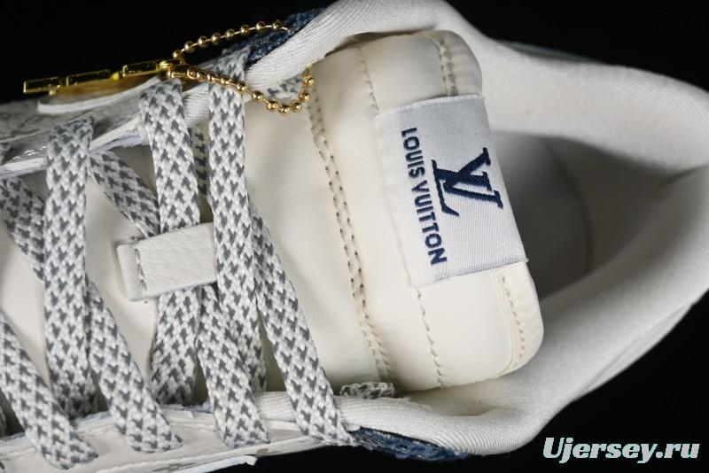 Nike SB Dunk Low LV Collaboration - Blue Denim Print Anniversary High-End Custom Low-Top Casual Sneakers - FC1688-162