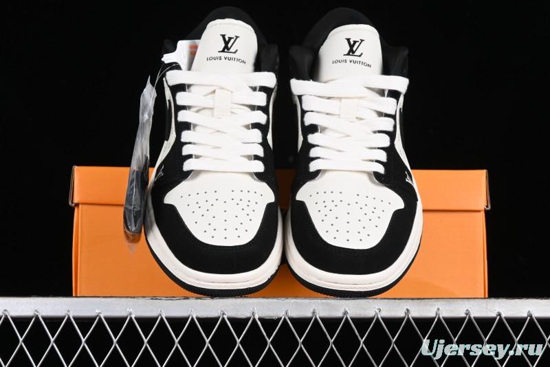 Nike Air Jordan 1 Low LV Collaboration - Black White Panda Custom Culture Casual Sneakers SJ9950-001