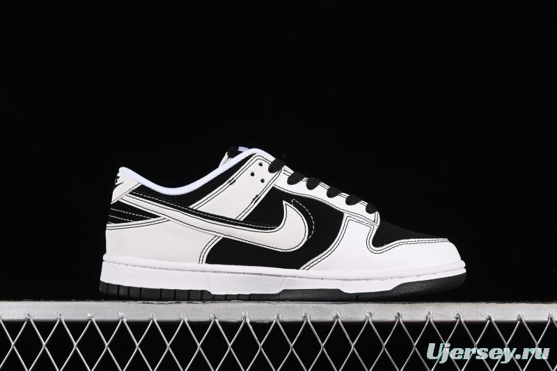 Nike SB Dunk Low Supreme Collaboration - Reverse Black White Swoosh Anniversary Custom Low-Top Casual Sneakers - FC1688-144