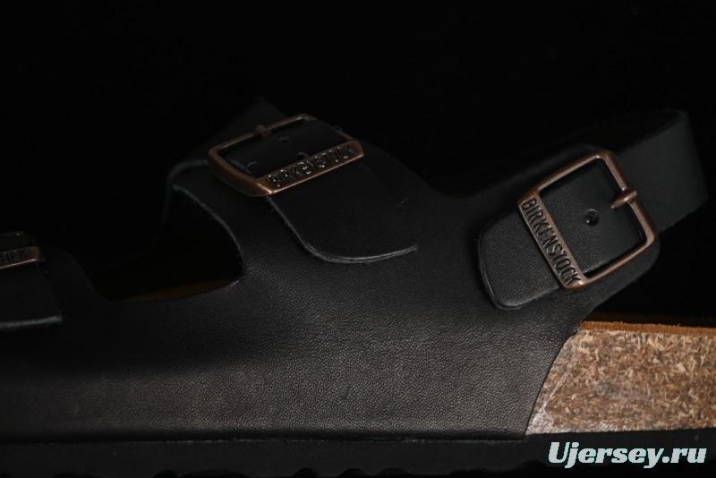 Birkenstock Birkenstock Sandals Series Black Leather with Soft Cushioning Cork Midsole - T.D4