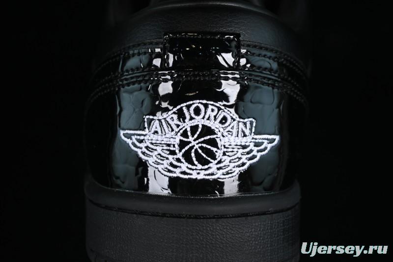 Nike Air Jordan 1 Low "Black Croc" Casual Sneakers with Crocodile-Embossed Leather - HJ7743-010