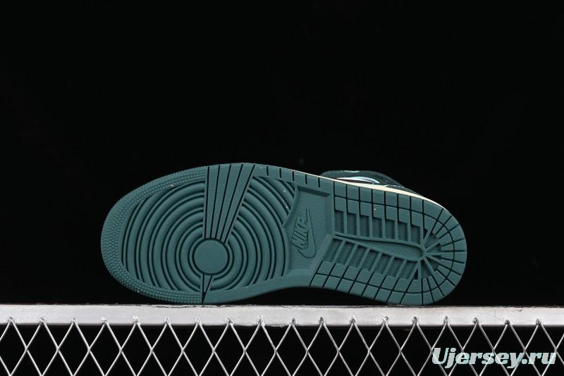 Nike Air Jordan 1 Mid AJ1 Snake Black Green Toe Mid-Top Basketball Shoes - FQ7818-100