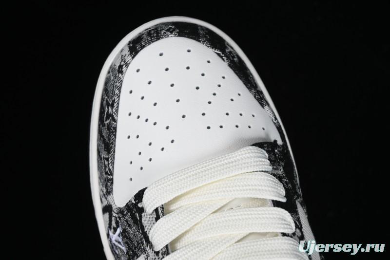 Nike SB Dunk Low LV Collaboration - Black Denim Anniversary High-End Custom Low-Top Casual Skate Shoes - XB3802-351