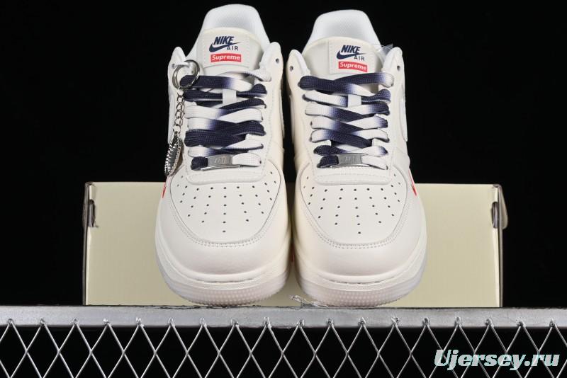 Nike Air Force 1 '07 Low Supreme Collaboration - White Blue Color Block Low-Top Casual Sneakers - XZ6188-001