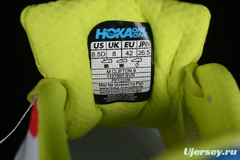 HOKA ONE ONE Clifton 9 Lightweight Knit Mesh Running Shoes with Enhanced Cushioning - 1127895 BVR