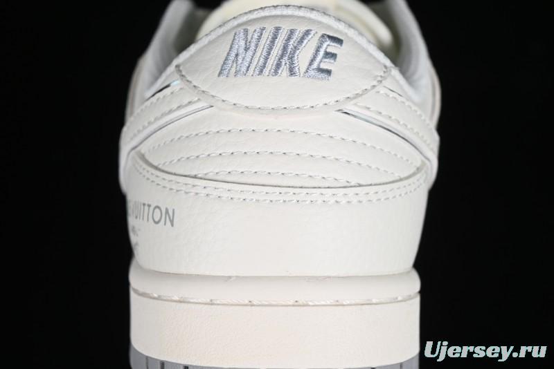 Nike SB Dunk Low LV Collaboration - Beige Silver Gray Anniversary High-End Custom Low-Top Casual Skate Shoes - BB8766-210