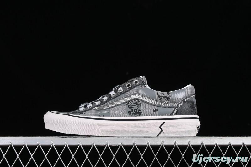 Vans HIRONO x Vans UA Style 36 Va Low Top Skate Shoes with Cracked Leather and Checkerboard Design - VN000CDEN43