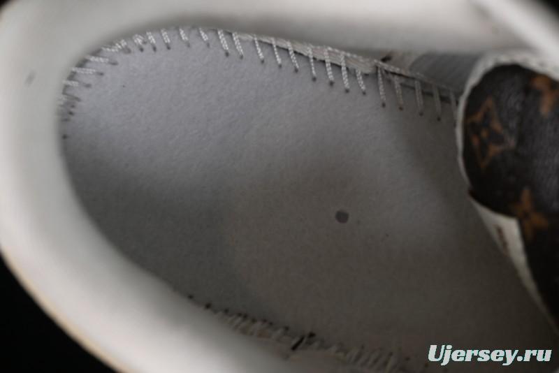 Nike SB Dunk Low LV Collaboration - Checkerboard Brown White Swoosh Anniversary High-End Custom Low-Top Casual Sneakers - SJ2068-253