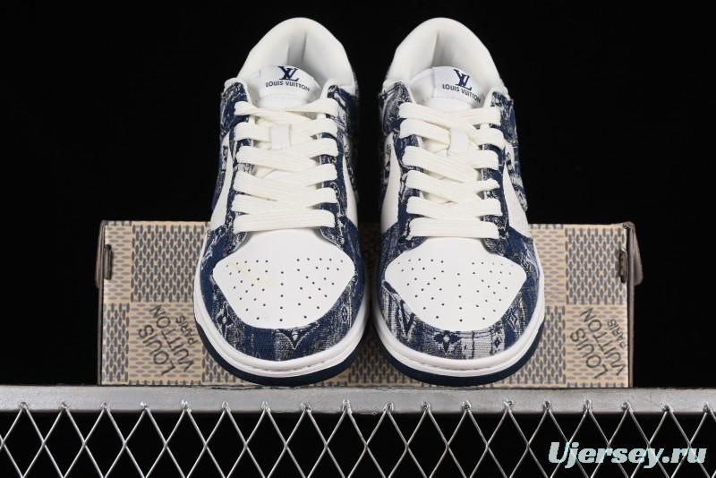 Nike SB Dunk Low LV Collaboration - Camo Mesh Anniversary High-End Custom Low-Top Casual Skate Shoes - JH8040-942