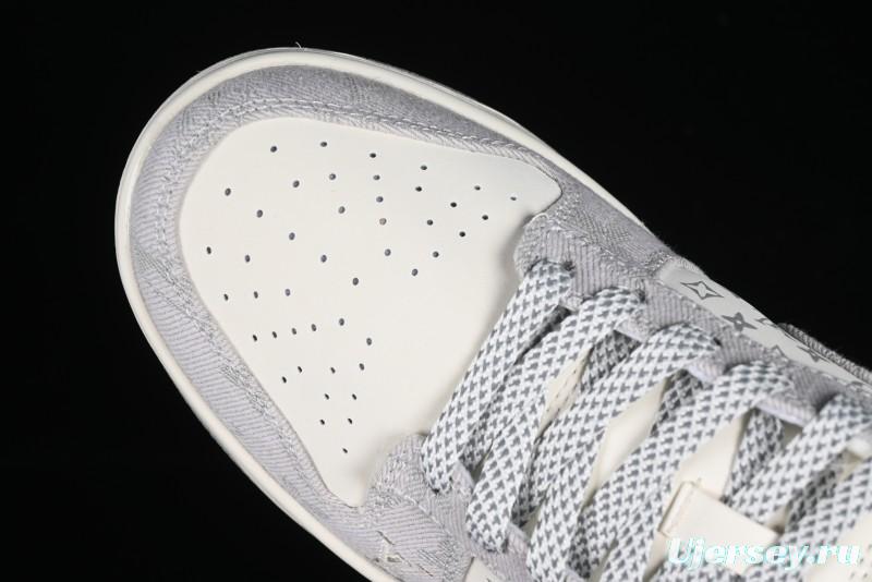 Nike SB Dunk Low LV Collaboration - Beige Denim Anniversary High-End Custom Low-Top Casual Skate Shoes - JH8310-947