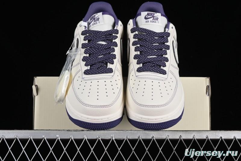 Stussy x Nike Air Force 1 '07 Low Retro Casual Sneakers with Reflective Military Purple - UN1635-222