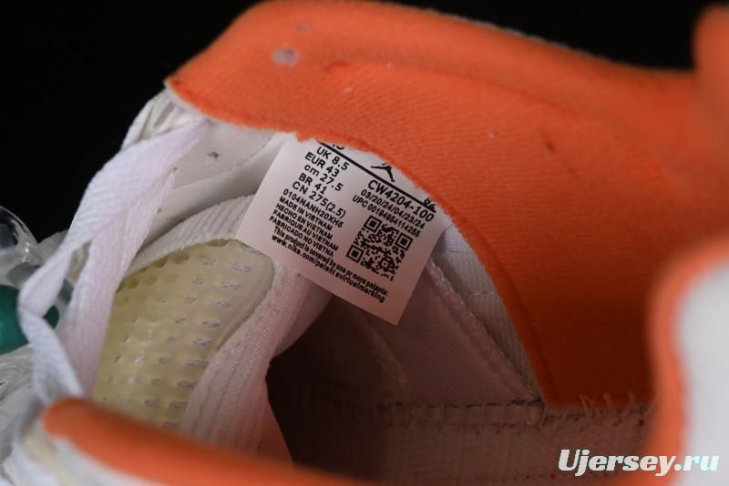 Nike Air Jordan 5 Low Retro Sneakers in White Orange Green Corduroy - CW4204-100