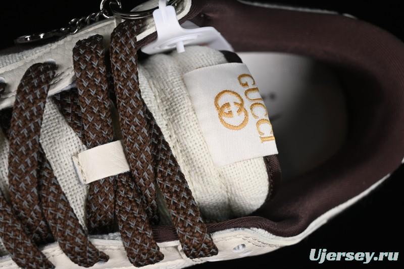 Nike SB Dunk Low Gucci Collaboration - Beige Brown Woven Fabric Anniversary High-End Custom Low-Top Casual Skate Shoes - DQ1098-375