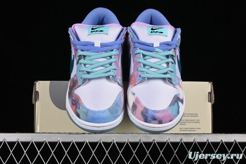 Nike Futura x Dunk Low Pro SB Skate Shoes with Tie-Dye Design - HF6061-400