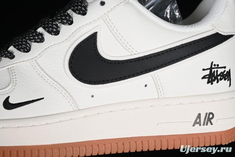 Nike Air Force 1 '07 Low Stussy Collaboration - Beige Black Gum Sole Low-Top Casual Sneakers - XZ5688-001