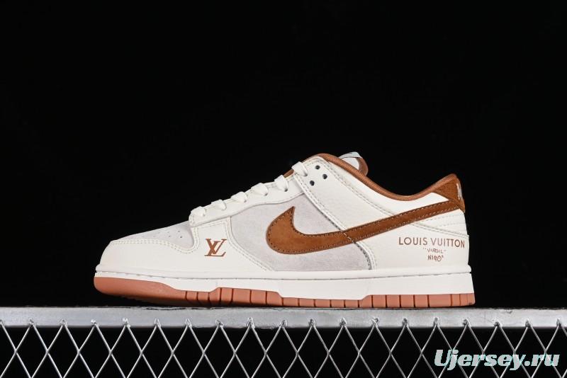Nike SB Dunk Low LV Collaboration - Chocolate Anniversary High-End Custom Low-Top Casual Skate Shoes - FC1688-133
