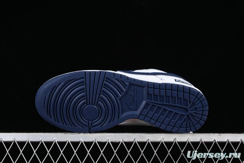 Nike Supreme x SB Dunk Low Collaboration - Navy Blue Anniversary High-End Custom Low-Top Casual Skate Shoes - DY1503-005