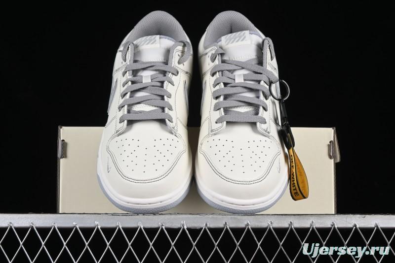 Nike SB Dunk Low OFF-WHITE Collaboration - Light Beige Grey Check Anniversary High-End Custom Low-Top Casual Sneakers - DJ2024-001