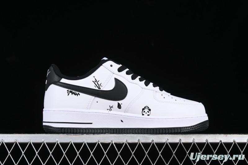 Nike Air Force 1 '07 Low Casual Sneakers with Black and White Graffiti Panda Design - DH7561-222