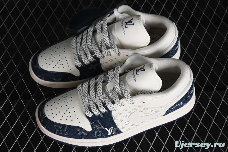 Nike Air Jordan 1 Low LV Collaboration - Light Blue Retro Casual Sneakers - SJ9950-003