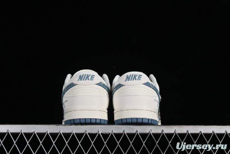Nike SB Dunk Low LV Collaboration - Light Blue Denim Anniversary High-End Custom Low-Top Casual Skate Shoes - XP3802-336