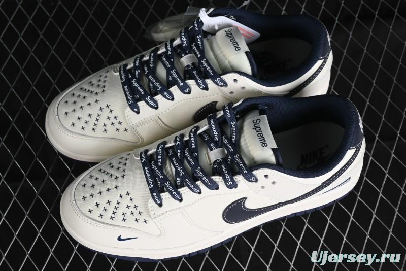 Nike SB Dunk Low Supreme Collaboration - Dark Blue Canvas Anniversary High-End Custom Low-Top Casual Skate Shoes - BB6698-511