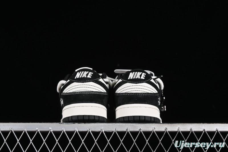 Stussy x Nike Dunk Low SB Sneakers in Beige Black Swoosh - SJ2068-252
