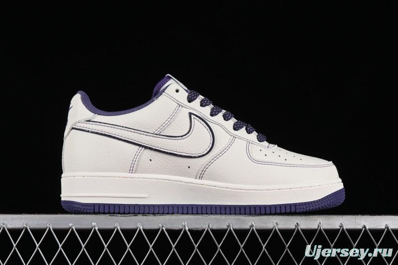 Stussy x Nike Air Force 1 '07 Low Retro Casual Sneakers with Reflective Military Purple - UN1635-222