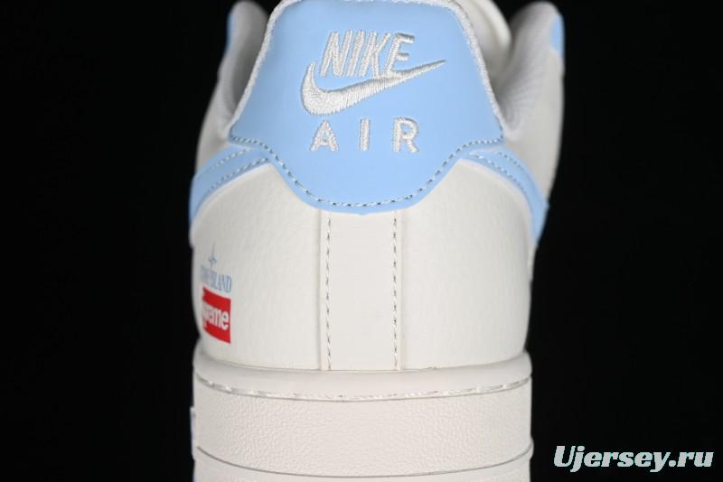 Nike Air Force 1 '07 Low Supreme Stone Island Collaboration - Sky Blue Casual Sneakers - BB9599-205