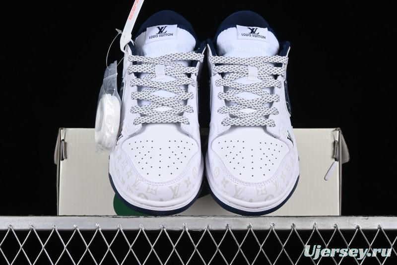 Nike SB Dunk Low LV Collaboration - Blue Midnight Elite Custom Low-Top Casual Skate Shoes - DD1391-122