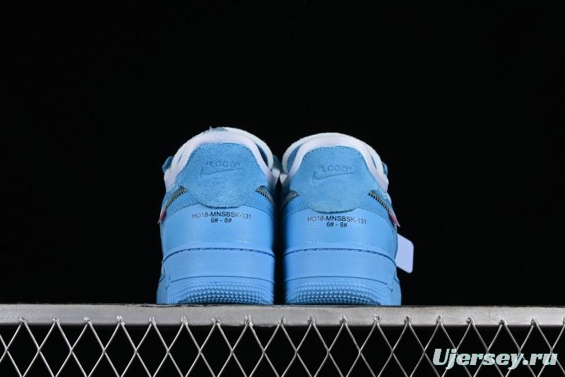 Nike Off White x Air Force 1 Low OW Collaboration Transparent Blue Casual Sneakers - AO4606-400