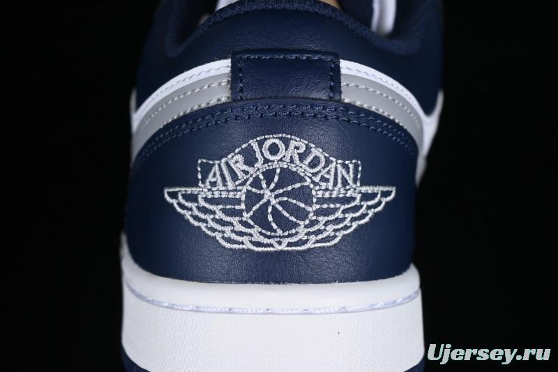 Nike Air Jordan 1 Low AJ1 White Blue Grey Low Top Lifestyle Basketball Shoes - 553558-141