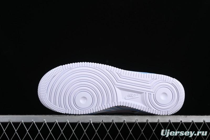 Nike Air Force 1 '07 Low Casual Sneakers with Anime-inspired Blue Spray Paint Design - CW2288-111