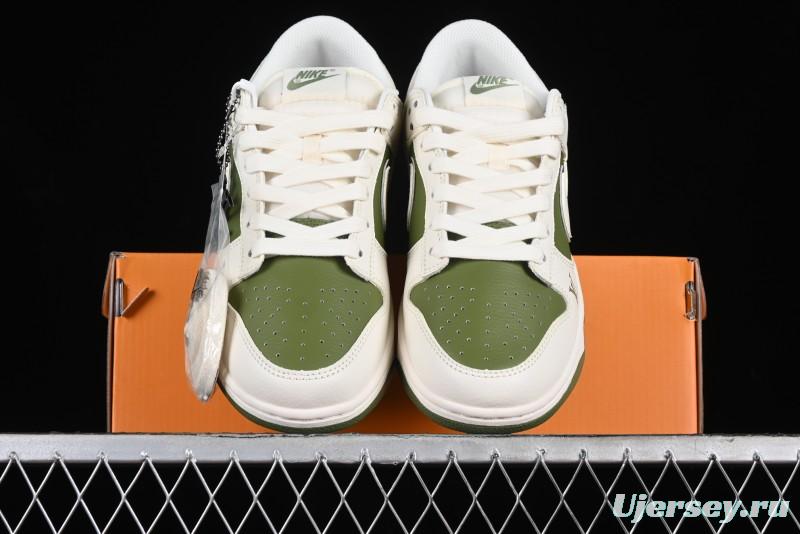 Nike SB Dunk Low LV Collaboration - Beige Olive Green Anniversary Custom Low-Top Casual Skate Shoes - BB8766-211