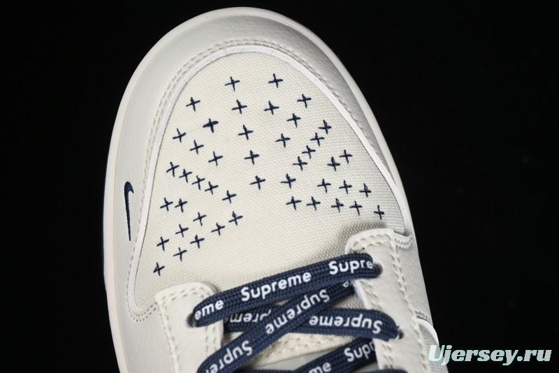 Nike SB Dunk Low Supreme Collaboration - Dark Blue Canvas Anniversary High-End Custom Low-Top Casual Skate Shoes - BB6698-511