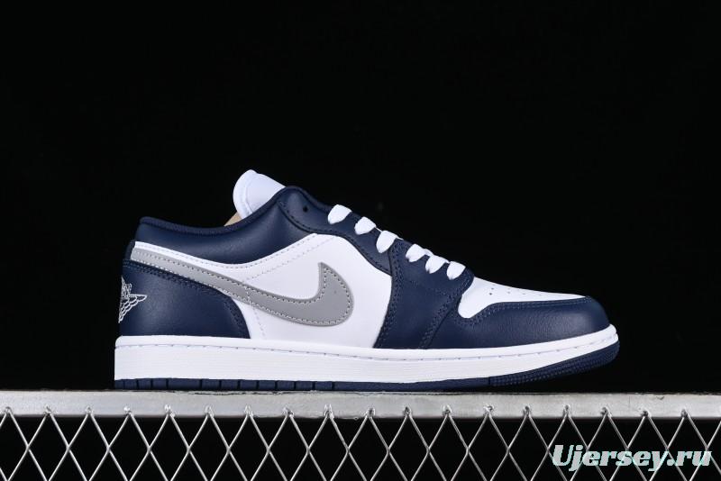 Nike Air Jordan 1 Low AJ1 White Blue Grey Low Top Lifestyle Basketball Shoes - 553558-141