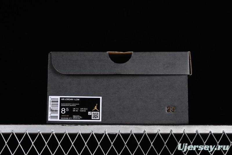 Nike Air Jordan 1 Low AJ1 Black Gold Hook Casual Sneakers - 553558-071