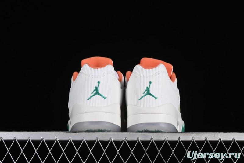 Nike Air Jordan 5 Low Retro Sneakers in White Orange Green Corduroy - CW4204-100