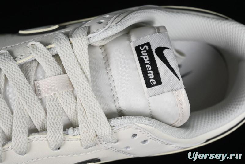 Nike SB Dunk Low Supreme Collaboration - Beige Black Mini Swoosh Anniversary High-End Custom Low-Top Casual Skate Shoes - DJ2024-006