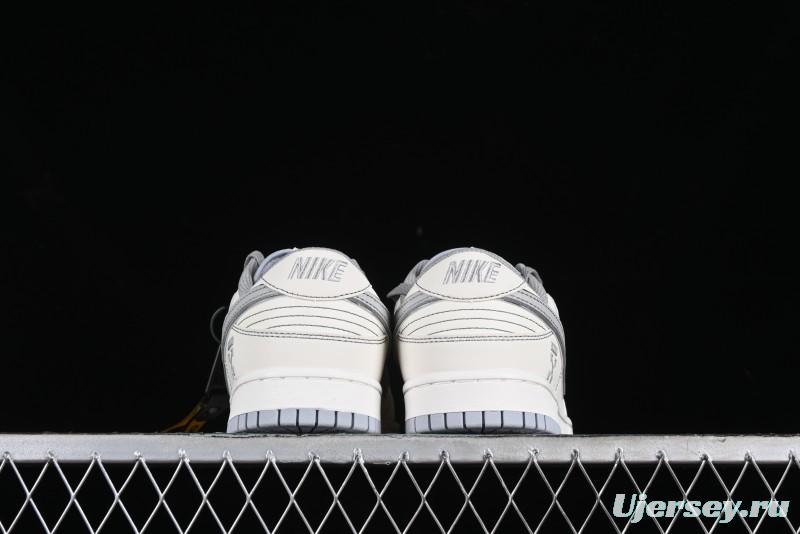 Nike SB Dunk Low OFF-WHITE Collaboration - Light Beige Grey Check Anniversary High-End Custom Low-Top Casual Sneakers - DJ2024-001
