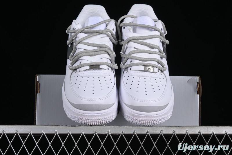 Nike Air Force 1 '07 Low Spray Paint White Grey Strap Low-Top Casual Sneakers - ZH0316-017