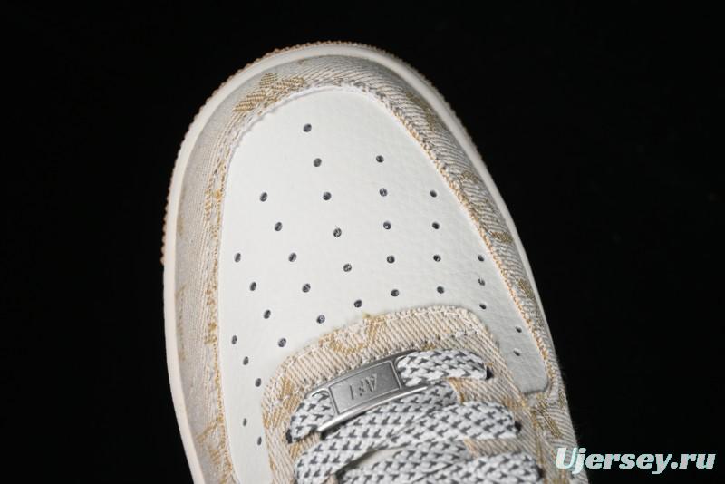 Nike Air Force 1 '07 Low V Collaboration - Khaki Mini Swoosh Low-Top Casual Sneakers - SJ2088-001