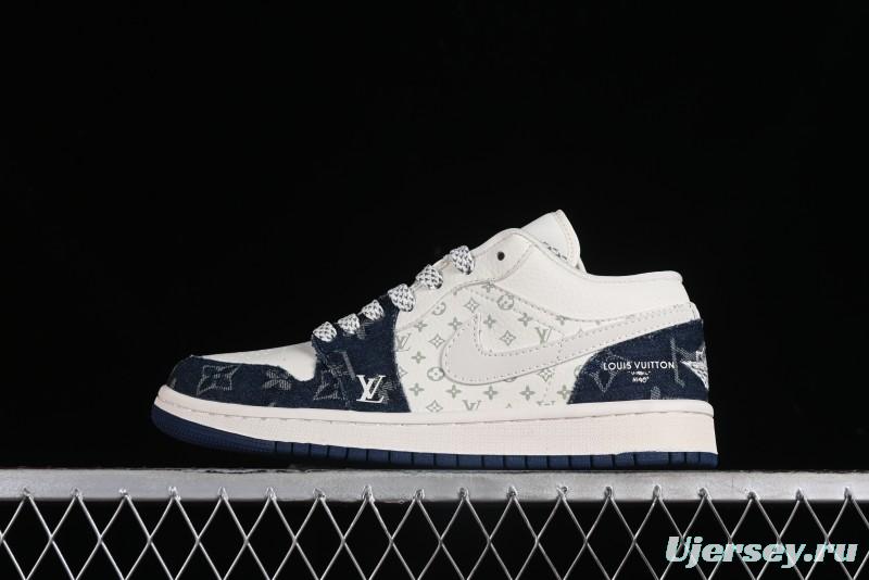Nike Air Jordan 1 Low LV Collaboration - Light Blue Retro Casual Sneakers - SJ9950-003