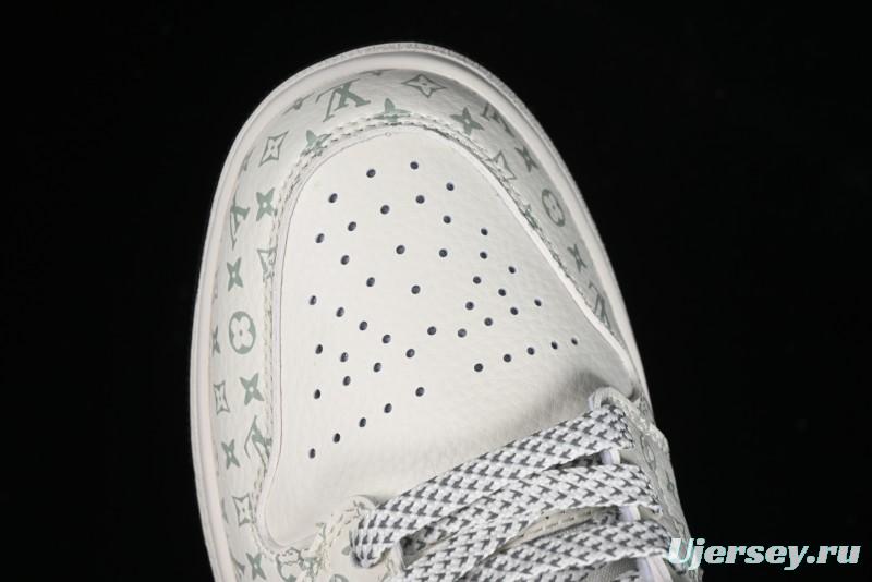 Nike Air Jordan 1 Low LV Collaboration - Black Denim Print Custom High-End Basketball Shoes - SJ9950-006