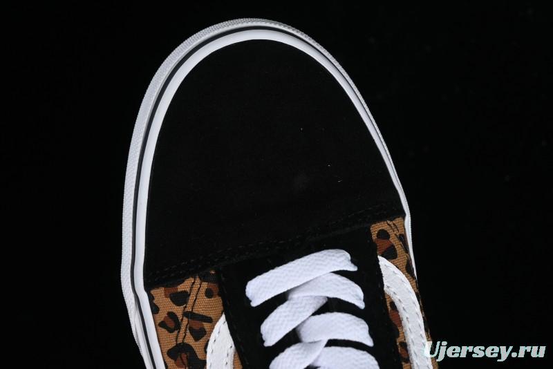 Vans Old Skool Classic Retro Low-Top Canvas Sneakers with Leopard Print and Slip-Resistant Sole - VN000CR5CJK