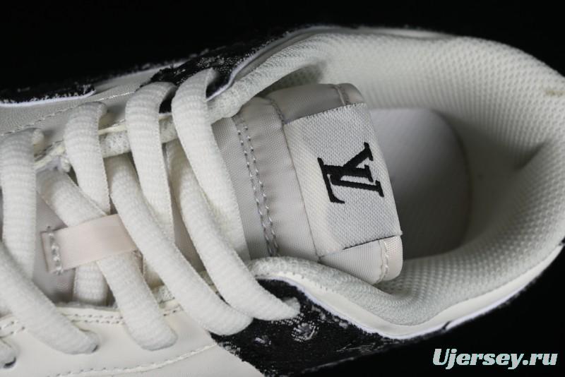 Nike SB Dunk Low LV Collaboration - Black Denim Off-White Black Swoosh Anniversary Custom Low-Top Casual Skate Shoes - DJ2024-009