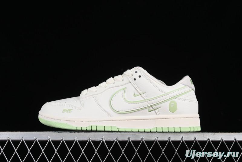 Nike SB Dunk Low Bape Collaboration - Apple Green Anniversary High-End Custom Low-Top Casual Skate Shoes - CF3688-010