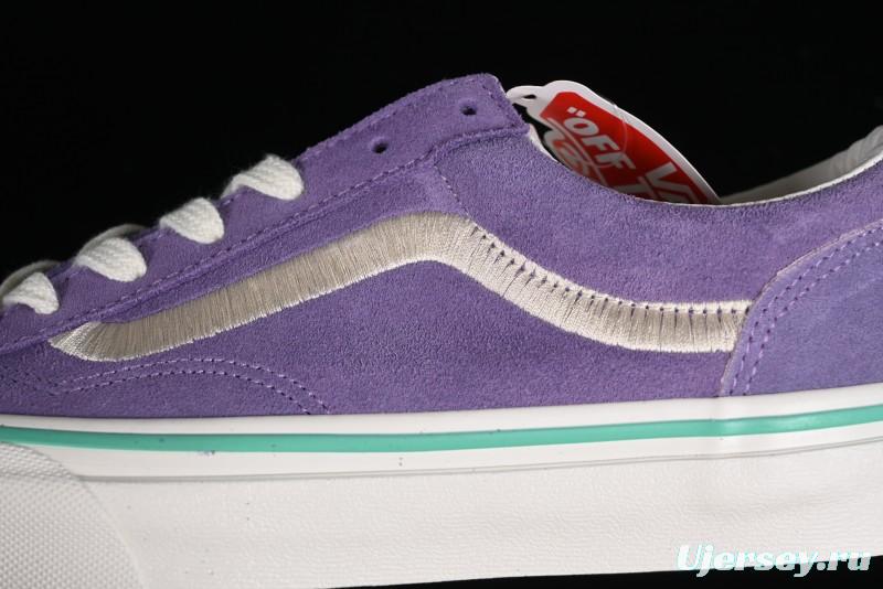 Vans Style 36 Low-Top Skate Shoes with Purple Embroidery - VN000CRPGRN