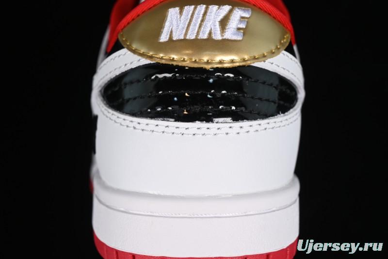 Nike SB Dunk Low UN Collaboration - White Black Patent Leather Anniversary Custom Low-Top Casual Skate Shoes - XB3802-349
